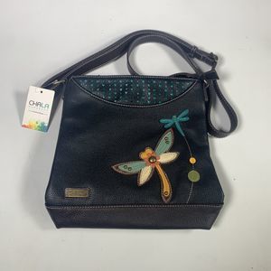 Chala Sweet Messenger Mid Size Dark Brown Dragonfly Crossbody Handbag NEW